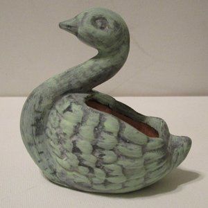 Vintage Apothecary Green Terra Cotta Swan Planter